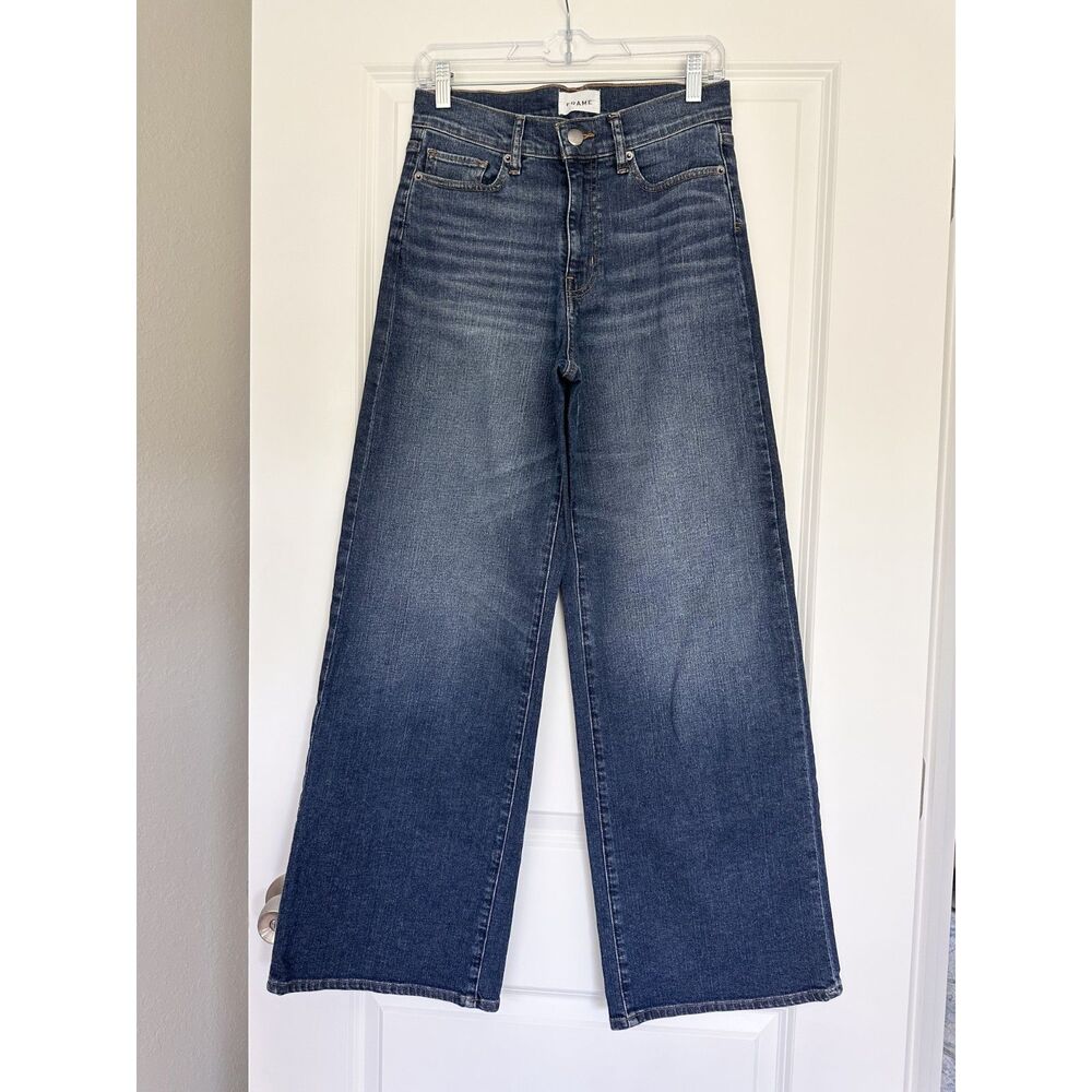 FRAME Le High Flare Jeans Womens 27 High Rise Wide Leg Blue Stretch Denim